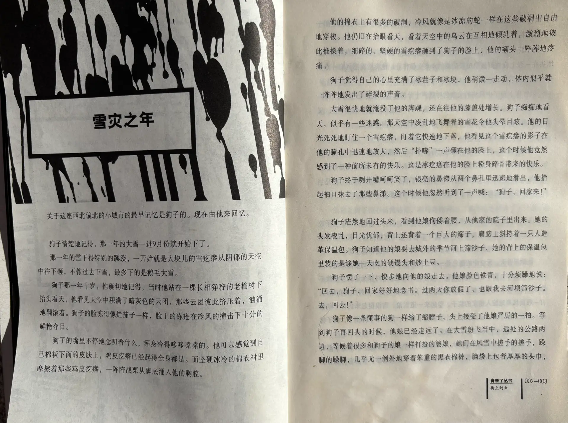 L'anno della bufera di neve - Sangue sulla strada - Jie shang de xue - versione originale in cinese - Qiu Huadong - twords